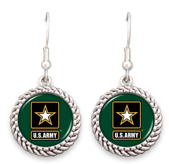 Show your military support with these rope detailed earrings. Comes in your favorite branch of service.